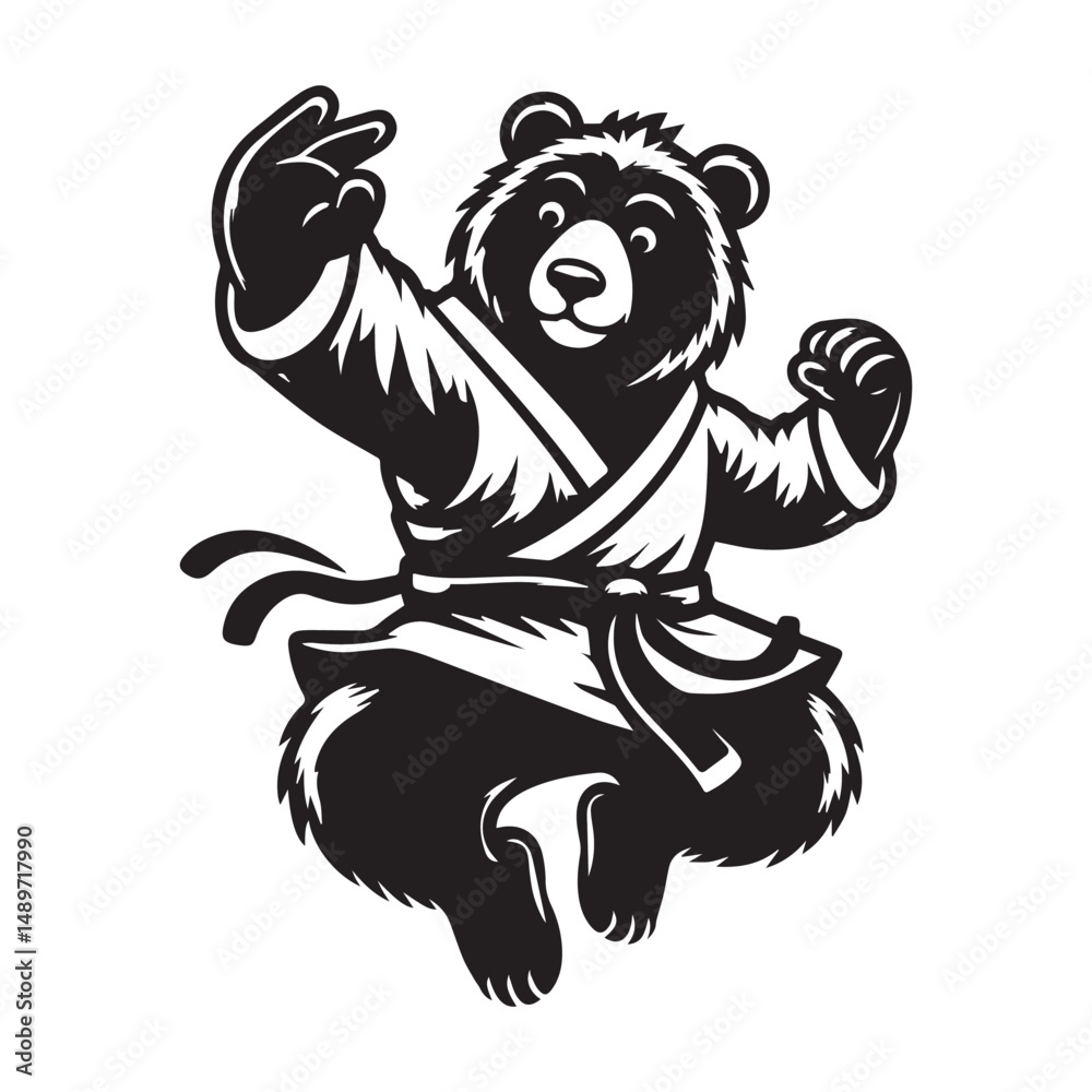 custom made wallpaper toronto digitalKungfu Warrior Bear Logo – Bold Animal Character Vector Emblem