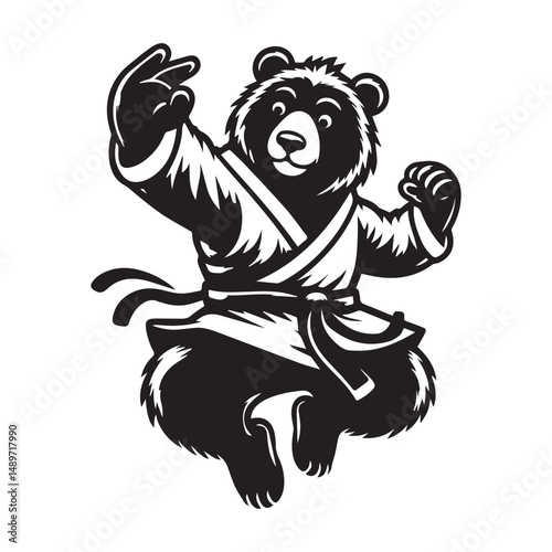 Kungfu Warrior Bear Logo – Bold Animal Character Vector Emblem