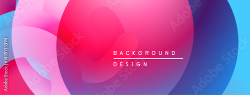Abstract colorful background. Overlapping shapes create vibrant gradients, blending pinks, blues, purples. Modern design element.