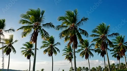 Wallpaper Mural Lush palm trees swaying gently under a clear blue sky, evoking a tropical paradise atmosphere Torontodigital.ca