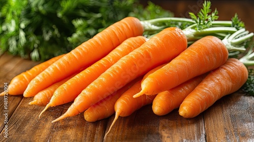 Fresh carrots lying playfully on rustic wooden table a nutritious harvest brimming with vibrant color and