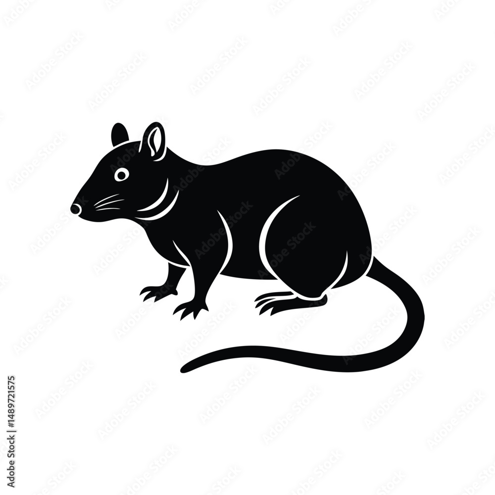 Obraz premium Flat and Minimal a rat icon vector illustration isolated on white background