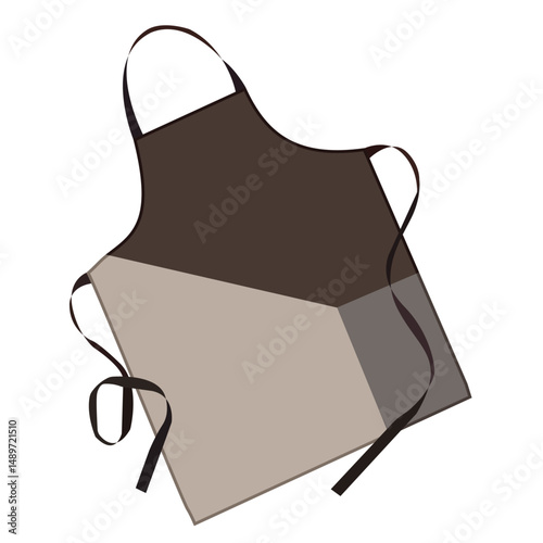 Brown and beige apron with straps isolated on white background flat design