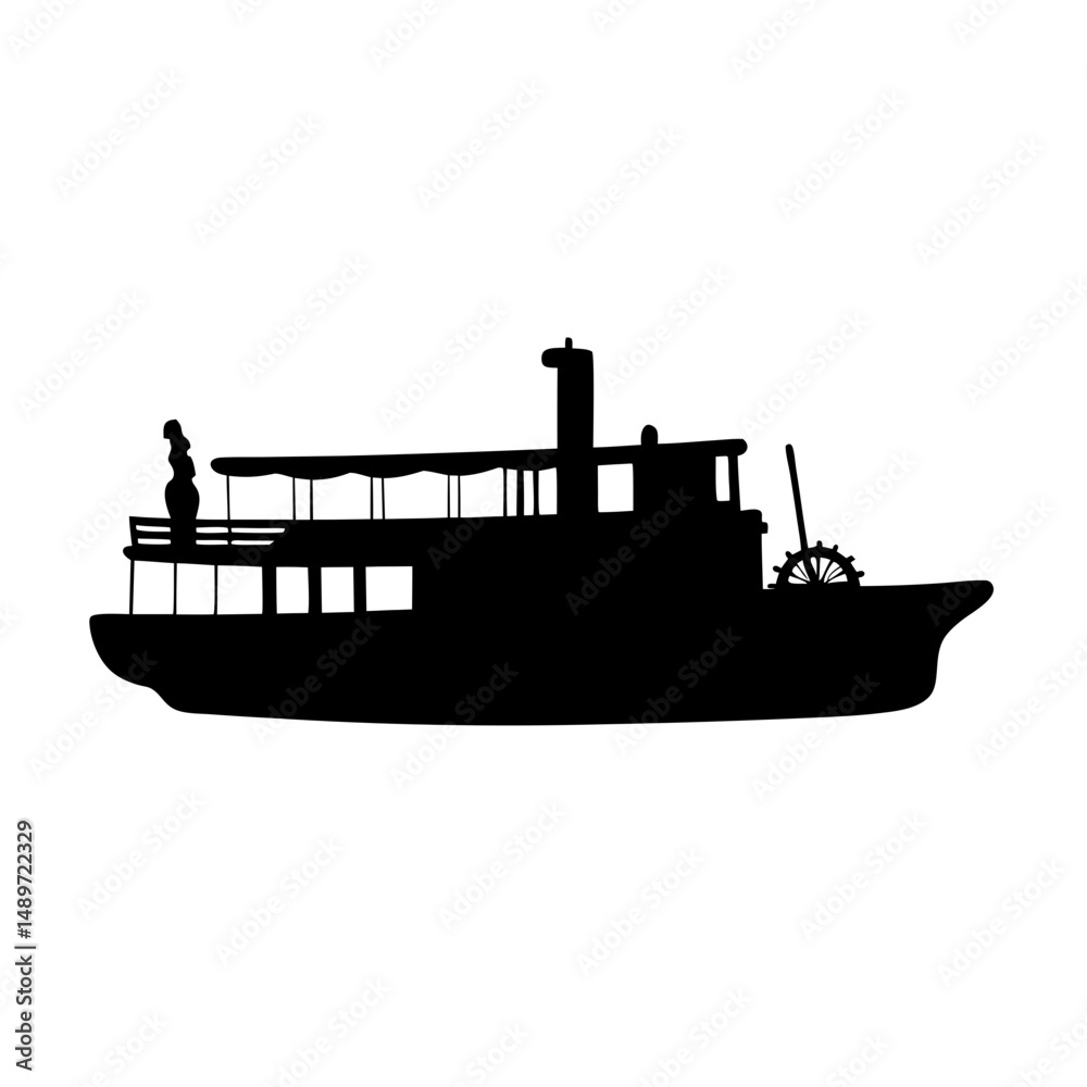 Obraz premium Riverboat water vessel vector illustration