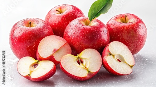 Freshly picked red apples a promise of crisp sweetness and healthy delight sliced to reveal their juicy