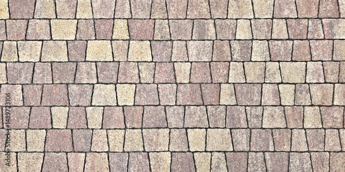 Natural stone paving slabs. Bridge fragment. 