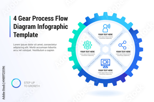 4 Gear Process Flow Diagram Infographic Template Presentation