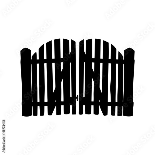Wooden fence semicircular gate vector illustration