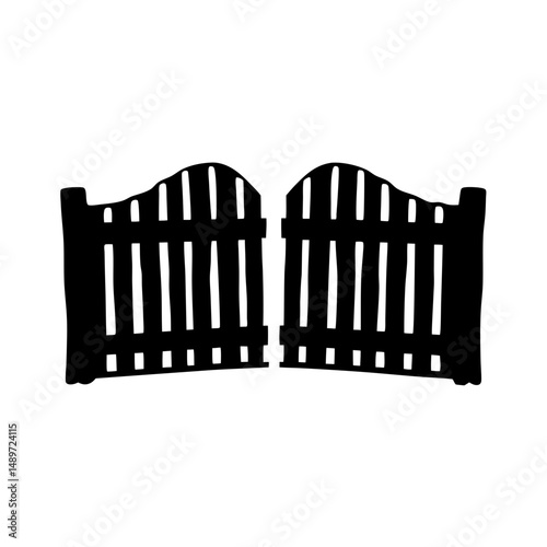 Wooden fence semicircular gate vector illustration