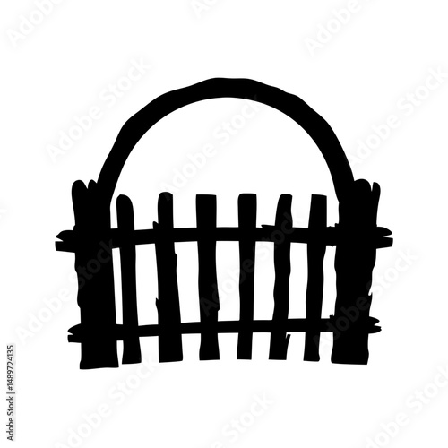 Wooden fence semicircular gate vector illustration