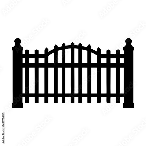 Wooden fence semicircular gate vector illustration
