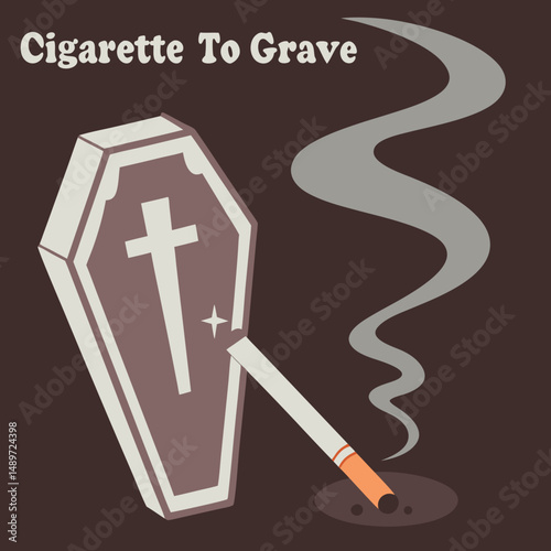 A cigarette morphs into a grave symbolizing smoking’s deadly impact — perfect for anti-smoking and health awareness designs.