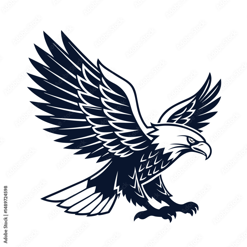 Obraz premium Eagle vector art illustrations. Eagle head clipart. Black eagle logo vector.