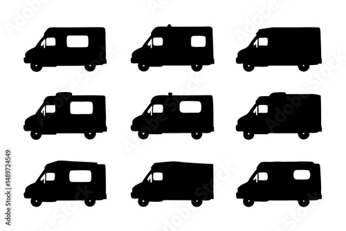 Ambulance Black Silhouette Vector Illustration