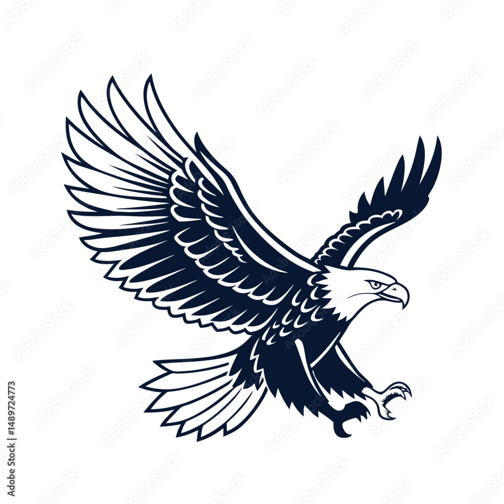 Obraz premium Eagle vector art illustrations. Eagle head clipart. Black eagle logo vector.