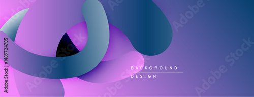 Abstract fluid shapes, purple hues dominate. Gradient colors blend smoothly, creating dynamic composition. Modern design element.