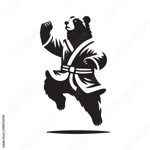 Kungfu Warrior Bear Logo – Bold Animal Character Vector Emblem