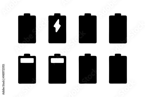 Battery Icons Black Silhouette Vector Illustration