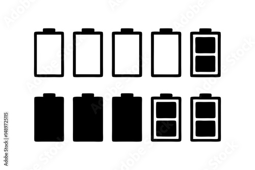 Battery Icons Black Silhouette Vector Illustration