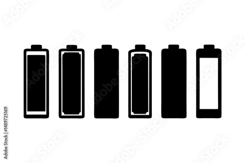 Battery Icons Black Silhouette Vector Illustration