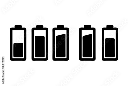 Battery Icons Black Silhouette Vector Illustration