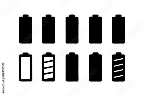 Battery Icons Black Silhouette Vector Illustration