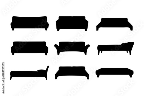 Bed Black Silhouette Icon Isolated on White Vector Illustration