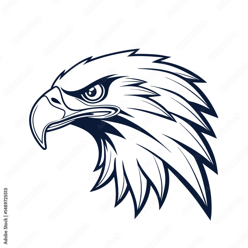 Obraz premium Eagle vector art illustrations. Eagle head vector logo. Eagle clipart set. Black eagle vector.