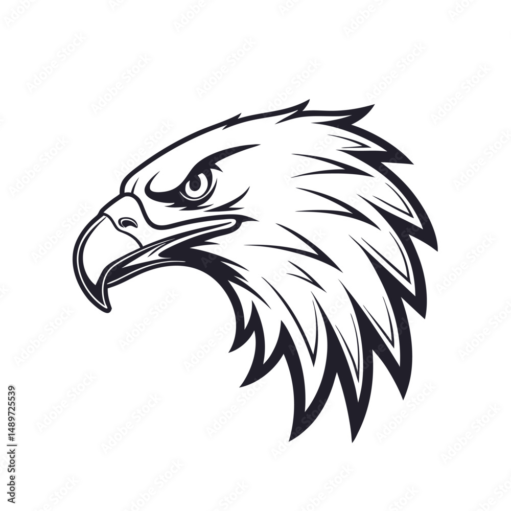Obraz premium Eagle vector art illustrations. Eagle head vector logo. Eagle clipart set. Black eagle vector.