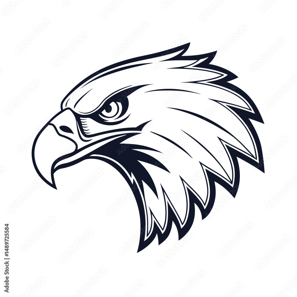 Obraz premium Eagle vector art illustrations. Eagle head vector logo. Eagle clipart set. Black eagle vector.