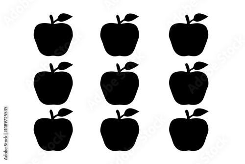 Black Apple Fruit Minimalist Silhouette Vector Illustration