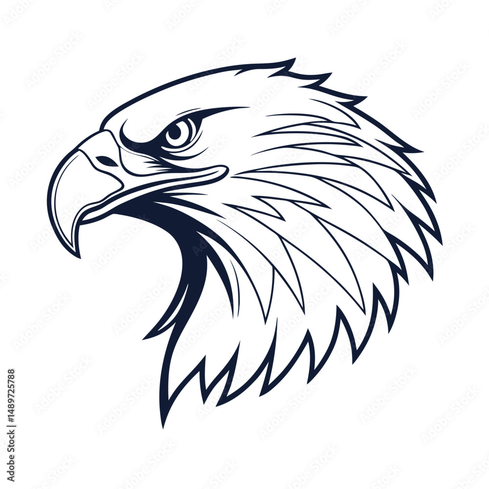 Obraz premium Eagle vector art illustrations. Eagle head vector logo. Eagle clipart set. Black eagle vector.