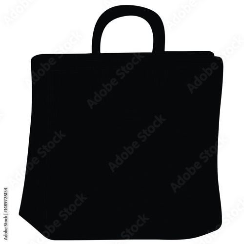 Cute cartoon hand drawn vector shopping bag silhouette.