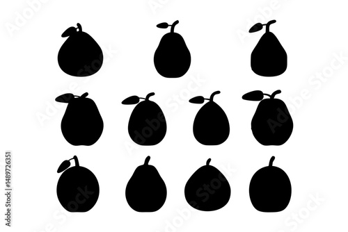 Black Guava Fruit Minimalist Silhouette Vector Illustration
