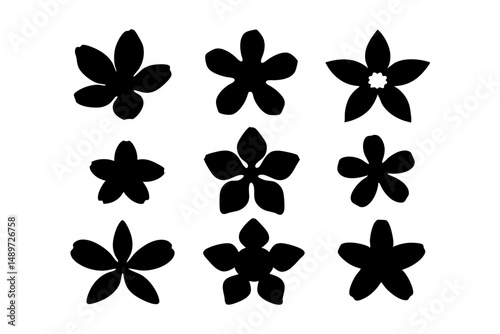 Black Jasmine Flower Minimalist Silhouette Vector Illustration