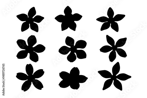 Black Jasmine Flower Minimalist Silhouette Vector Illustration