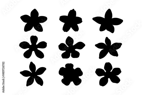 Black Jasmine Flower Minimalist Silhouette Vector Illustration