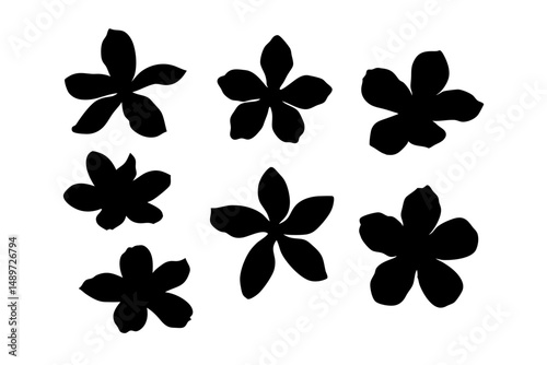 Black Jasmine Flower Minimalist Silhouette Vector Illustration