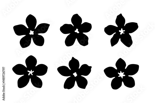 Black Jasmine Flower Minimalist Silhouette Vector Illustration