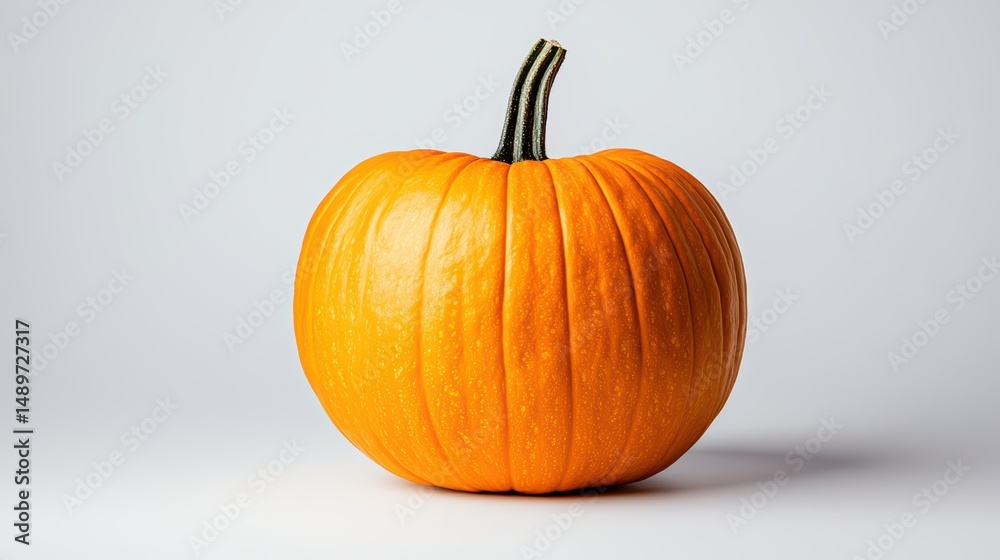 Bright Orange Pumpkin on a Plain Background for Fall and Harvest Bright Orange Pumpkin on a Plain Background for Fall and Harvest