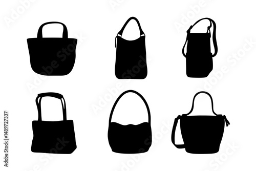 Black Shoulder Bag or Handbag Icon Vector Illustration