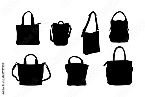 Black Shoulder Bag or Handbag Icon Vector Illustration