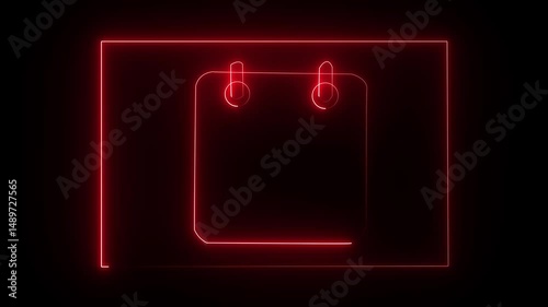 Neon calendar icon glowing in dark. Calendar icon illustration, cyber neon visual, glowing border grid vector. calendar  icon illustration isolated vector sign symbol