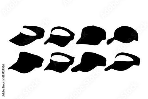 Black Visor Hat Ideal for Sports and Outdoor Vector Illustration