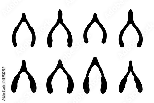 Black Wishbone Silhouette Icon Vector Illustration