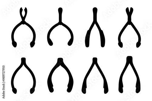 Black Wishbone Silhouette Icon Vector Illustration