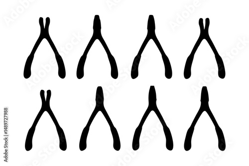 Black Wishbone Silhouette Icon Vector Illustration