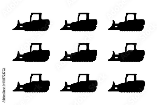 Bulldozer with Tracks and Blade Icon Vector Illustration