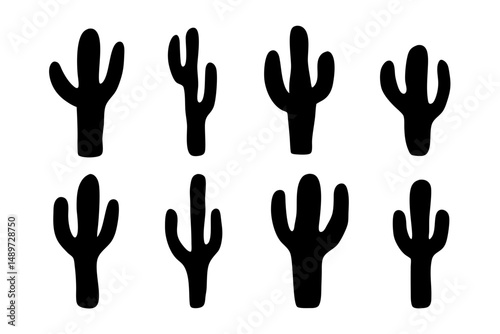 Cactus Desert Black Silhouette Icon Vector Illustration