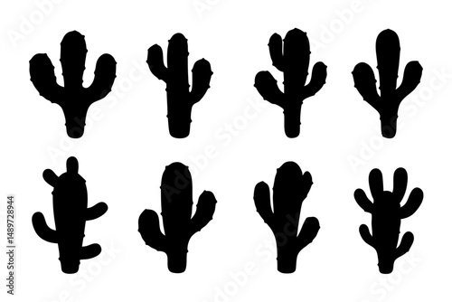 Cactus Desert Black Silhouette Icon Vector Illustration